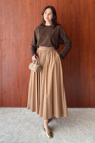 Acı Kahve Süprem Reglan Kol Body & Sütlü Kahve Balon Etek Takım