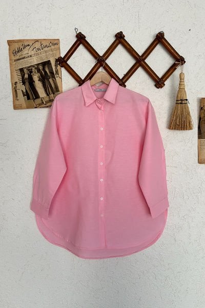 Açık Pembe Kısa Gömlek