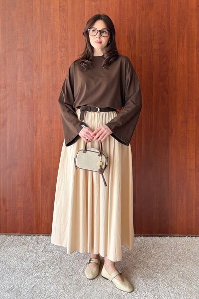 Acı Kahve Süprem Basic Body & Krem Balon Etek Takım