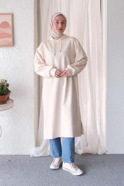 Krem 2 İplik Tunik