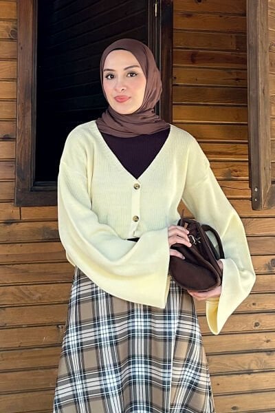 Soft Sarı İspanyol Kol Triko Hırka