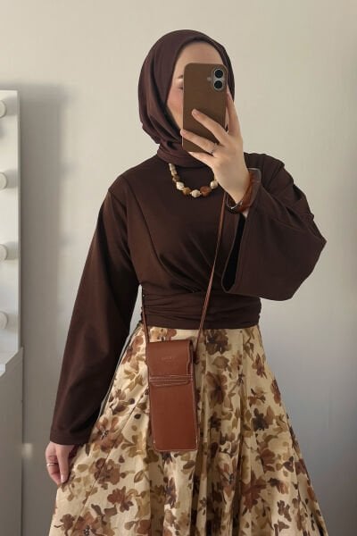 Acı Kahve Oysho Bağlamalı Bluz