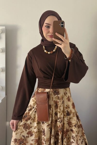 Acı Kahve Oysho Bağlamalı Bluz