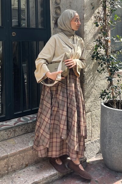 Vizon Ekoseli Bohem Kat Etek