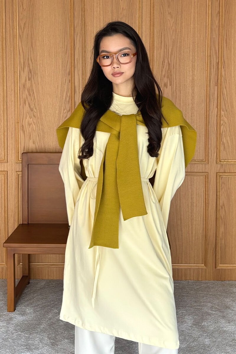 Yağ Yeşili Şal Atkı