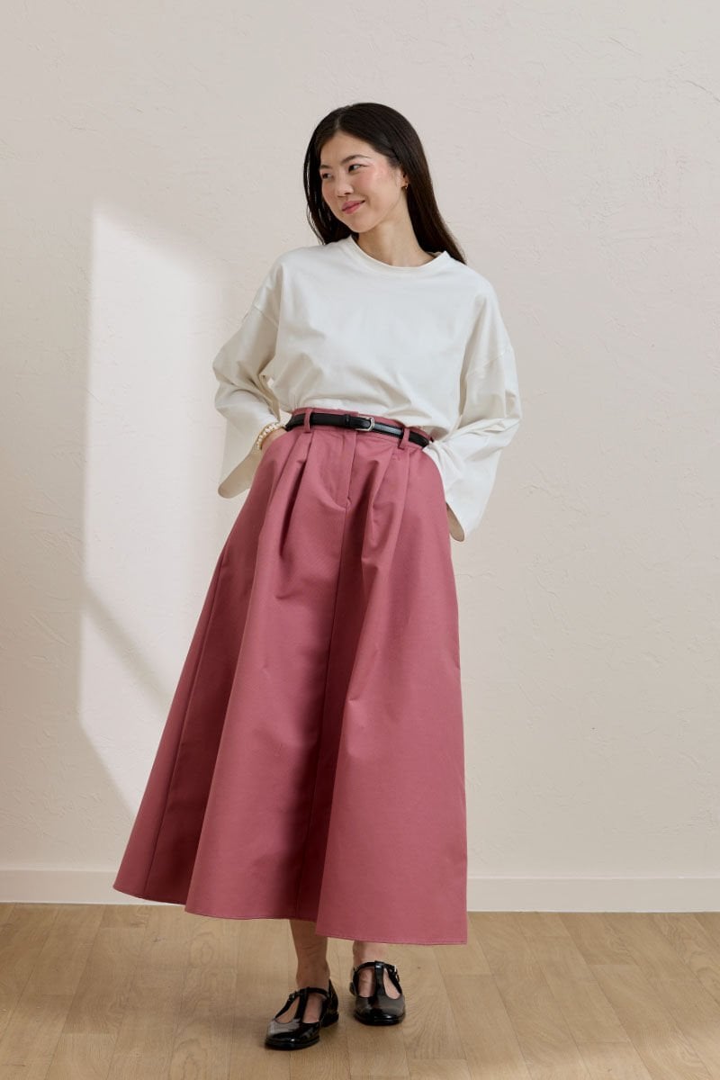 Gül Kurusu keten Tek Düğmeli Etek & Ekru Body Takım