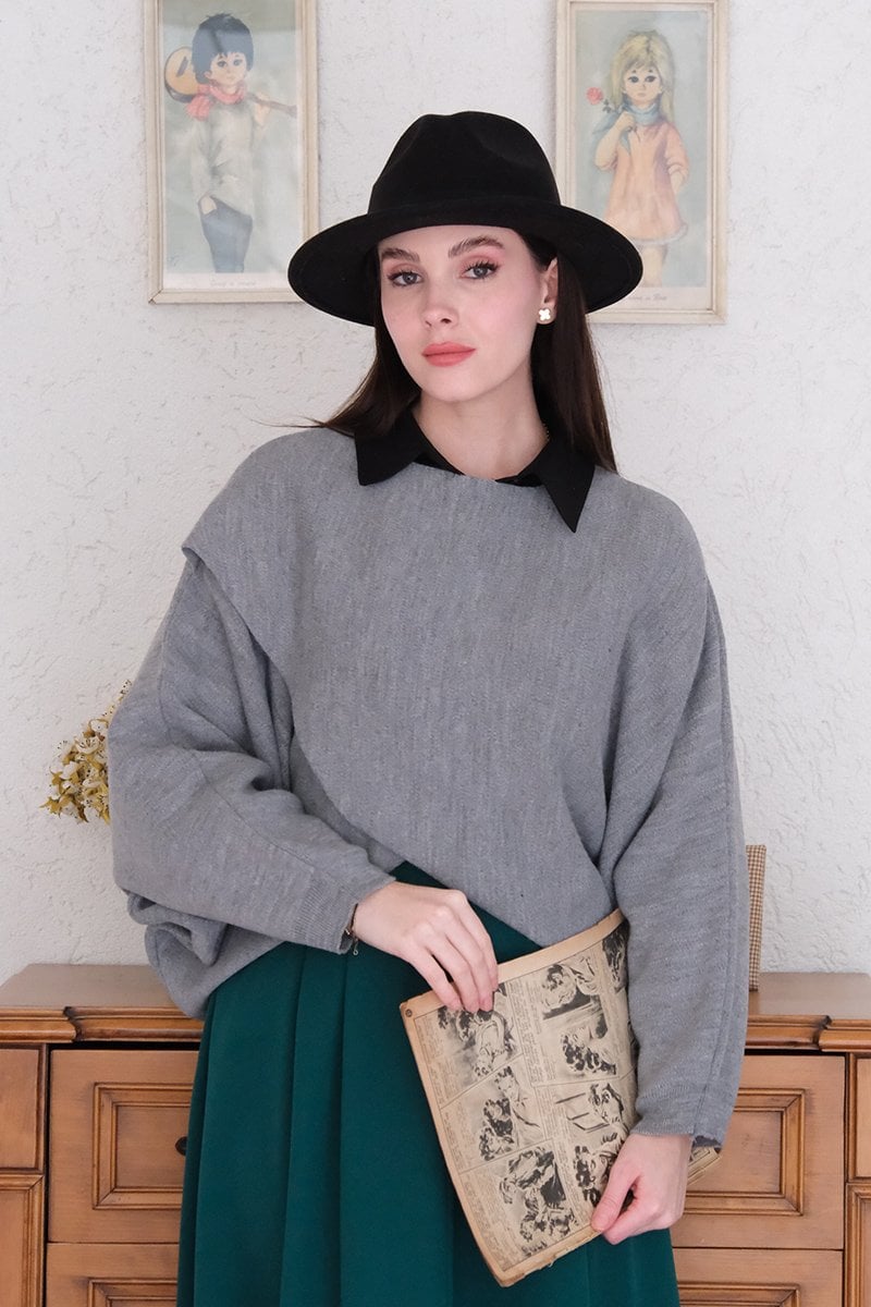 Gri Kimono Triko Crop