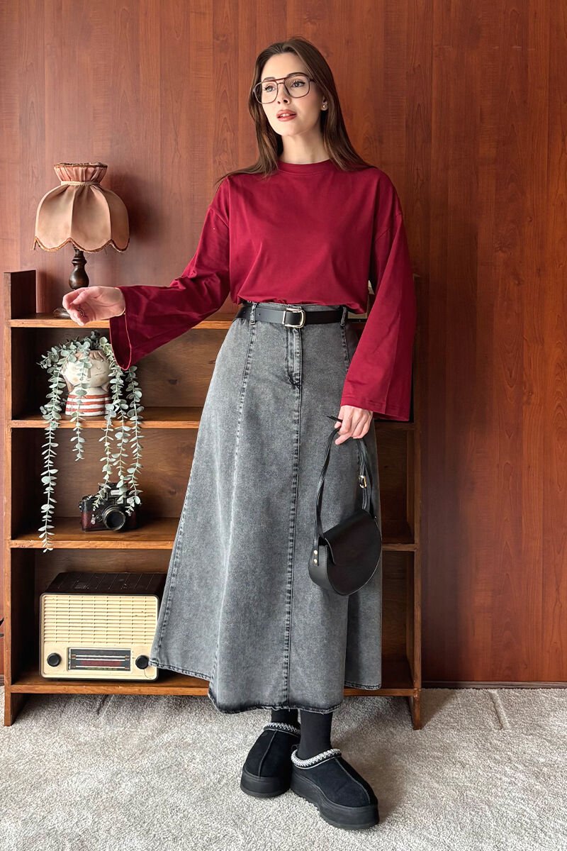 Antrasit Kot Kloş Etek