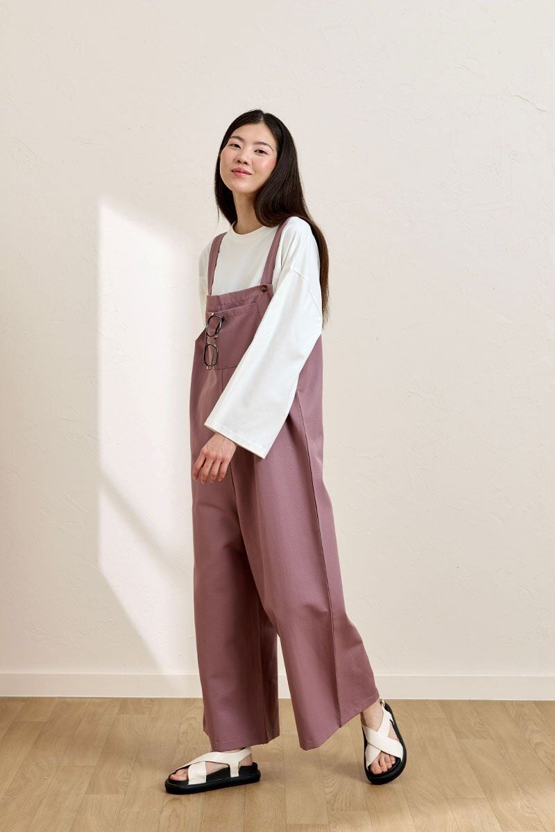 Soft Lila Keten Salopet Tulum & Ekru Body