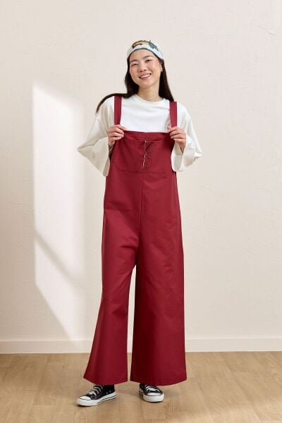 Bordo Keten Salopet Tulum & Ekru Body