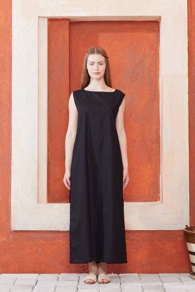 Siyah Koton Elbise Astar