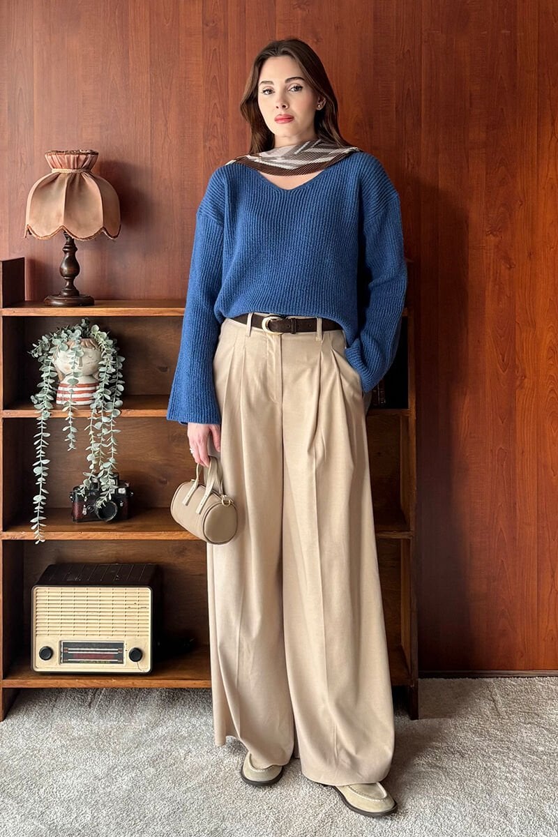 Vizon Pile Detay Palazzo Pantolon