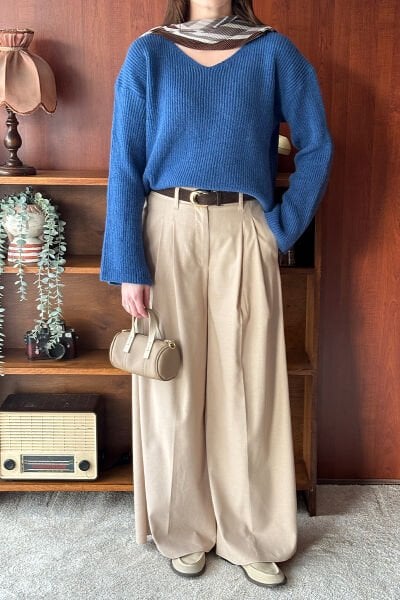 Vizon Pile Detay Palazzo Pantolon