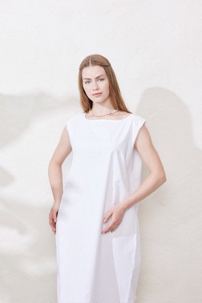 Beyaz Koton Elbise Astar