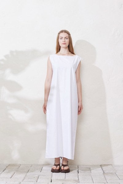 Beyaz Koton Elbise Astar