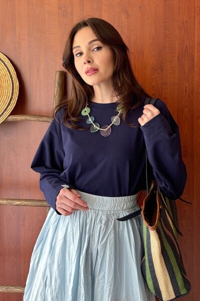 Lacivert Süprem Reglan Kol  Body