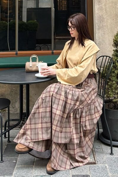 Vizon Ekoseli Bohem Kat Etek