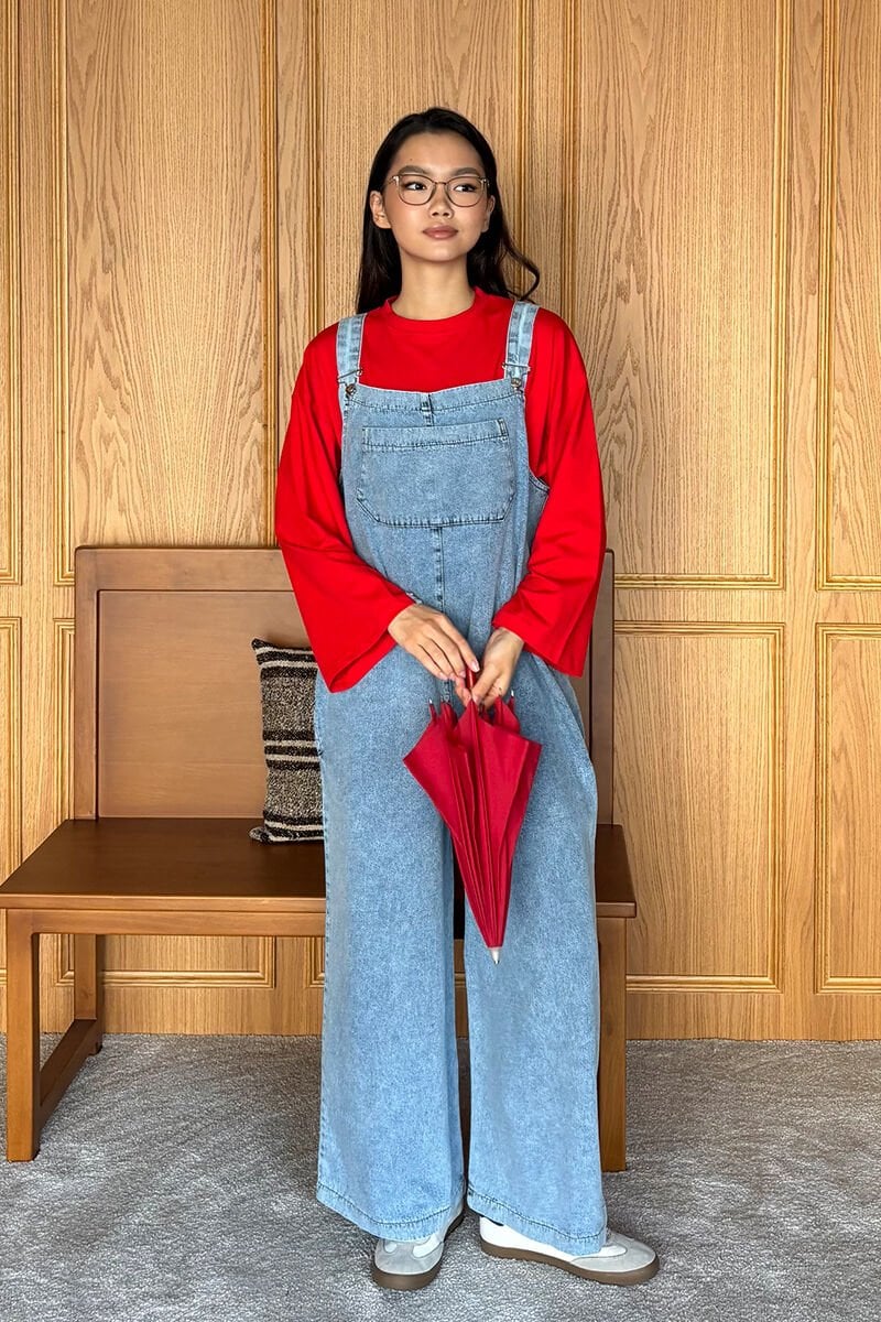 Buz Mavisi Kot Salopet Tulum