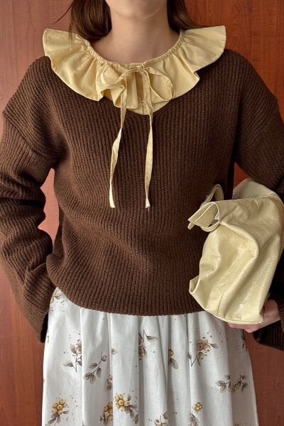 Acı Kahve V Yaka Triko Kazak