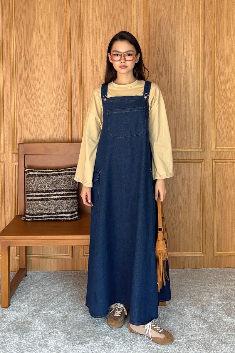 Bej Body & Kot Etekli Salopet Takım