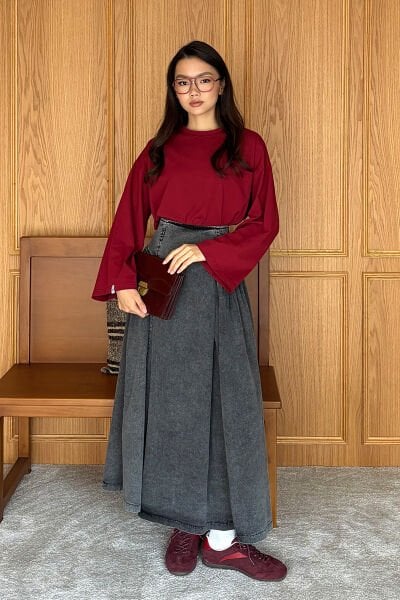 Mürdüm Body & Antrasit Kot Pile Detay Etek Takım