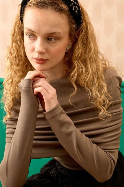 Vizon Oysho Büzgü Detaylı Bluz