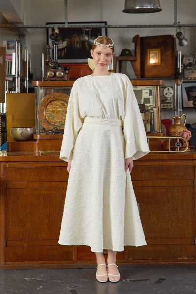 Ekru Çiçek Detay Etek Takım