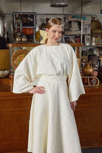 Ekru Çiçek Detay Etek Takım