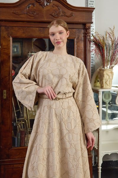 Karamel Çiçek Detay Etek Takım