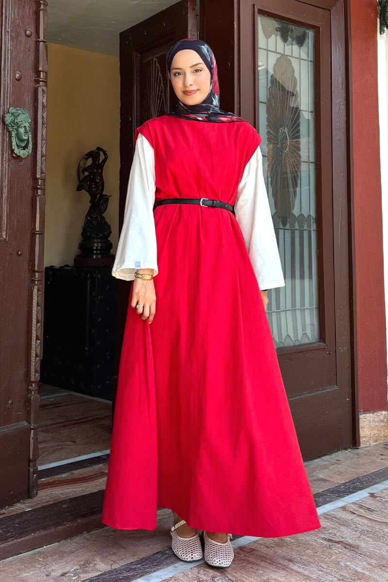 Kırmızı Organik Keten Jile