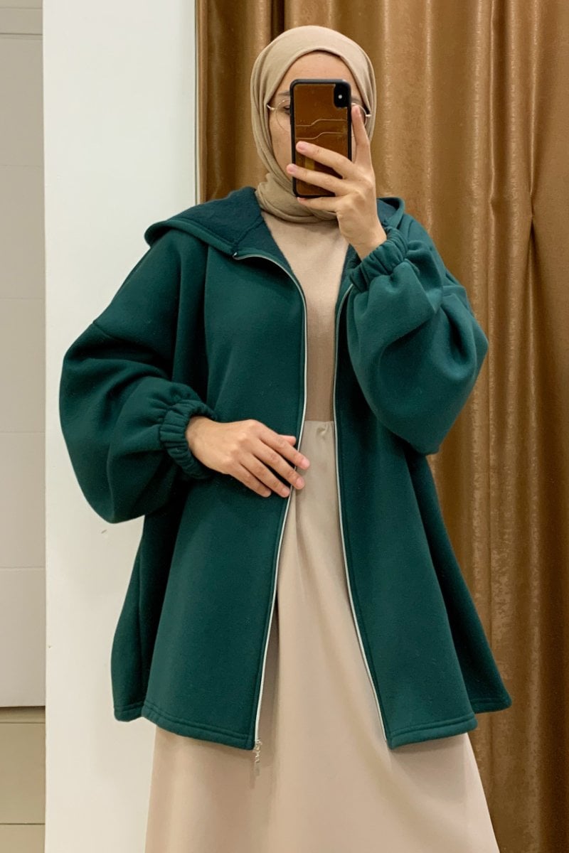 Zümrüt 3 İplik Kapüşonlu Hırka