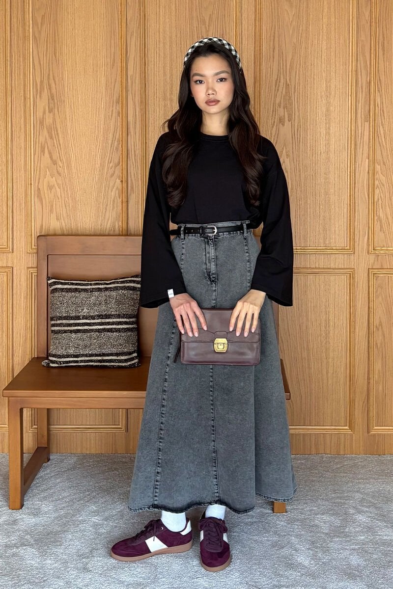 Antrasit Kot Kloş Etek