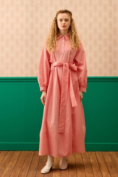 Kırmızı Pötikare Vintage Elbise