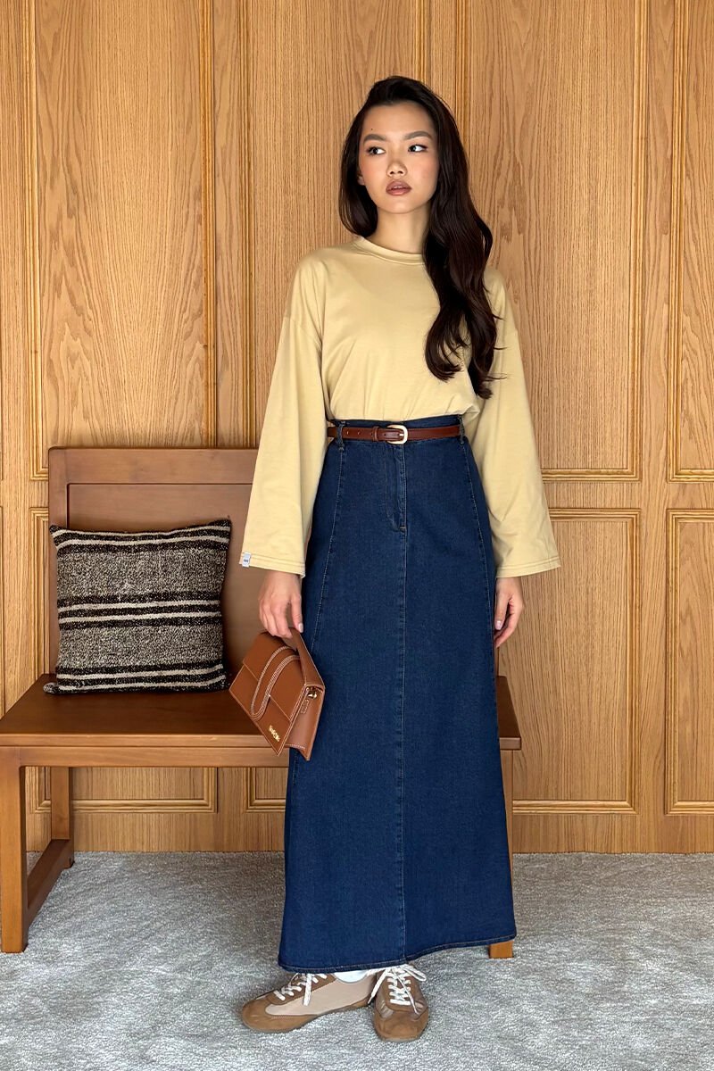 Bej Body & Kot Kloş Etek Takım