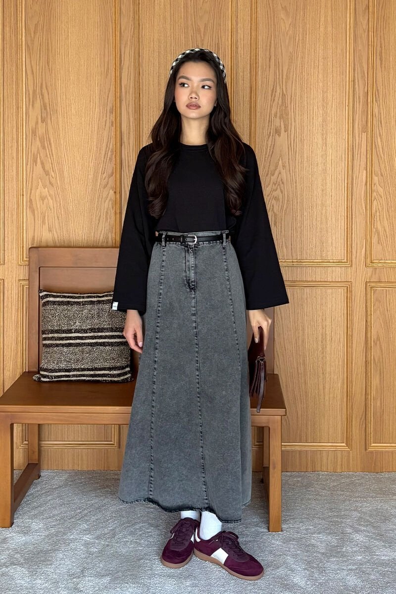 Siyah Body & Antrasit Kot Kloş Etek Takım