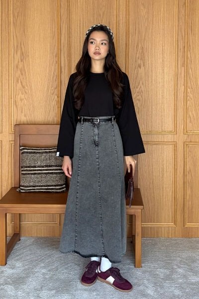 Siyah Body & Antrasit Kot Kloş Etek Takım