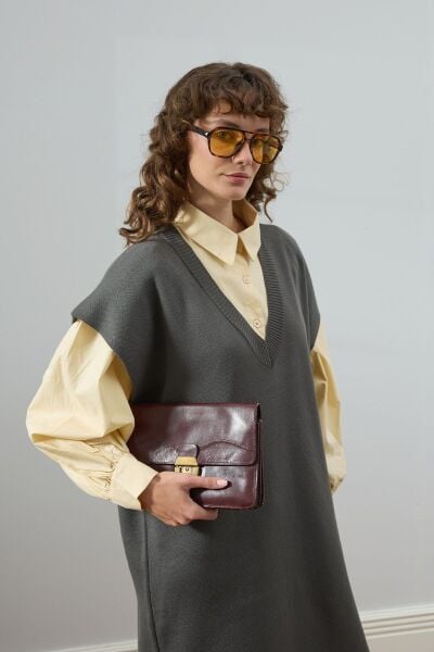 Tereyağ Sarısı Klasik Yaka Crop Gömlek