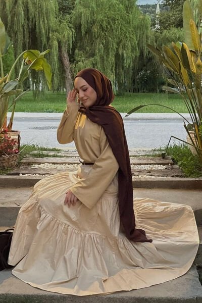 Krem Çapraz Kat Etek