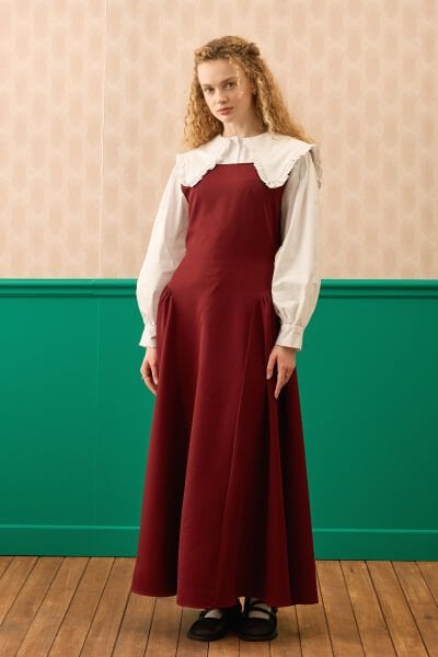 Bordo Krep Korsaj Detay jile