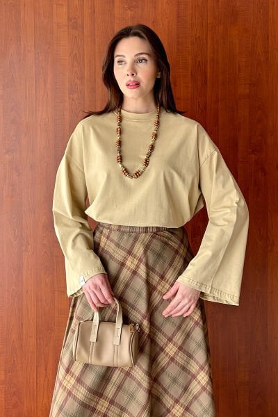 Vizon Ekose Koton Kloş Etek