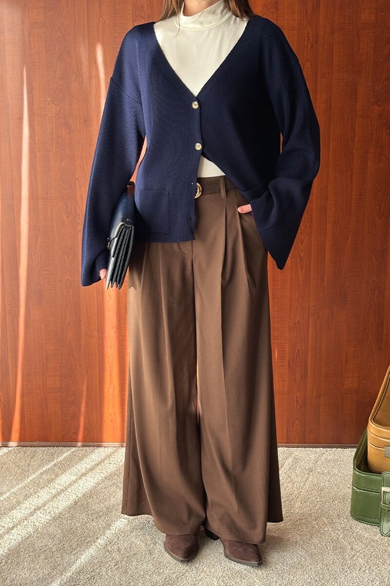 Lacivert İspanyol Kol Triko Hırka