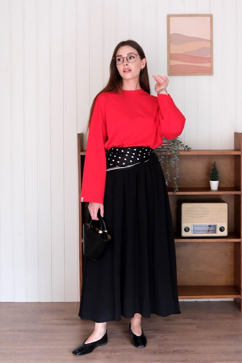 Siyah Müslin Balon Etek