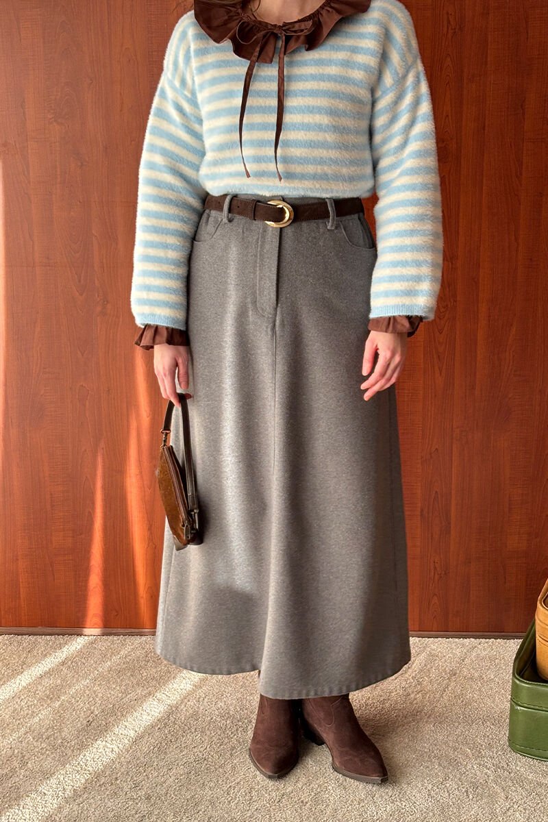 Antrasit Kaşe Kalem Etek