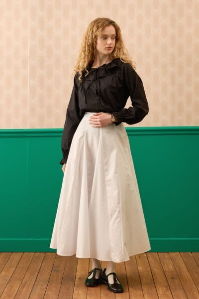 Ekru Koton Parçalı Etek