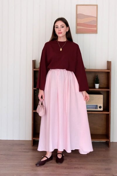 Pembe Müslin Balon Etek