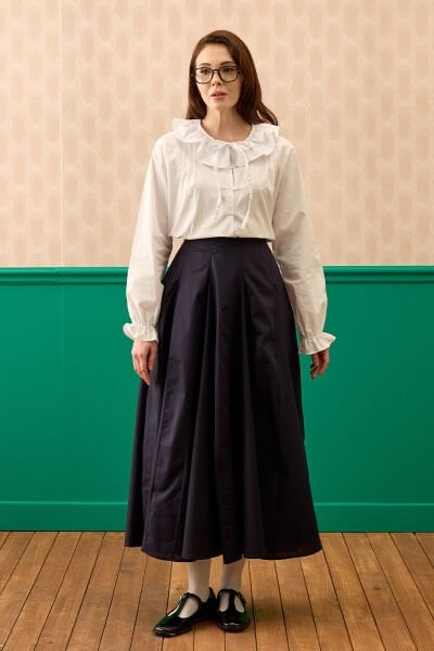 Lacivert Koton Parçalı Etek