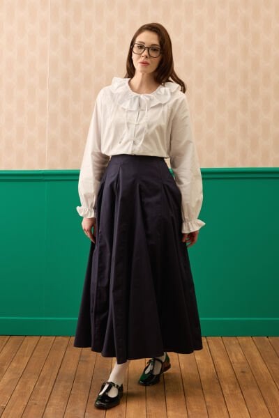 Lacivert Koton Parçalı Etek