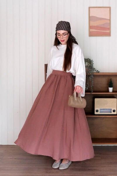 Gül Kurusu Müslin Balon Etek