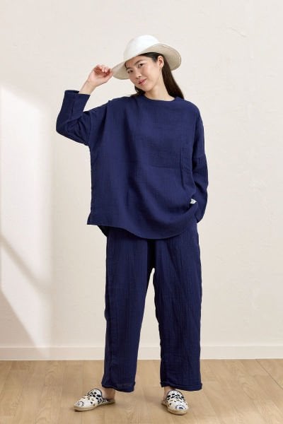 Lacivert Müslin Salaş Takım