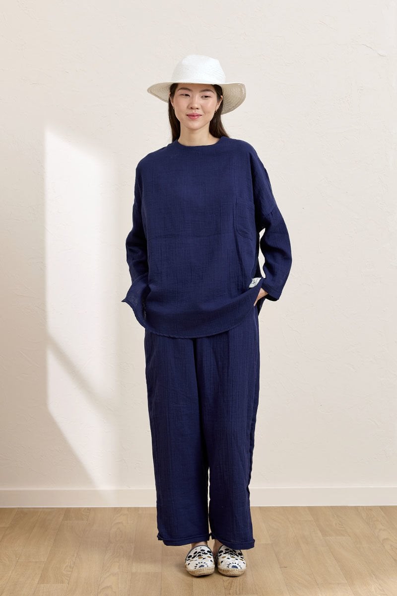 Lacivert Müslin Salaş Takım